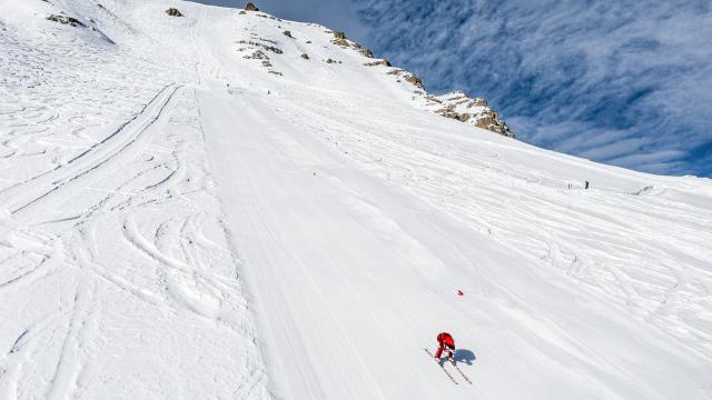 Entraînements en ski de vitesse sur la piste de Chabrières